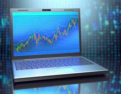 Laptop computer with graph 스톡 일러스트