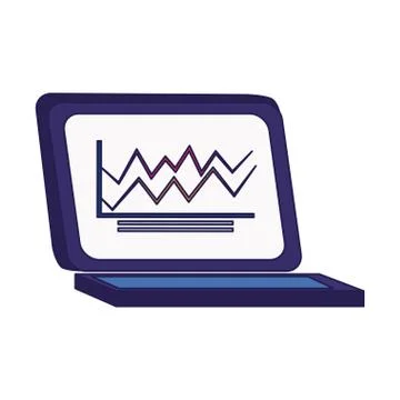 Laptop computer with graphic chart Illustrazione stock