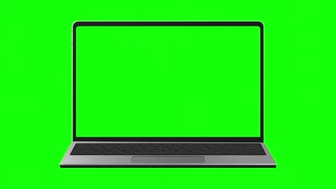 Laptop computer with green screen on chroma key background Stock Footage 333897633