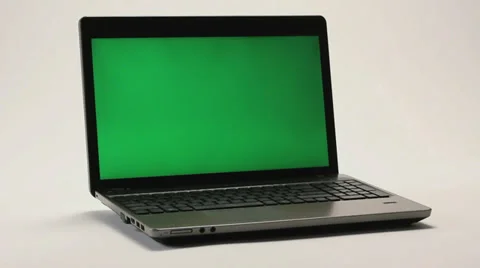 LAPTOP COMPUTER WITH GREENSCREEN Stock Footage 35349744