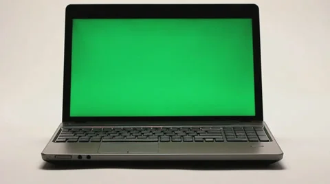 LAPTOP COMPUTER WITH GREENSCREEN Stock Footage 35349748