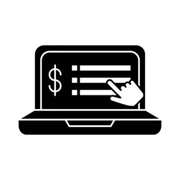 Laptop computer with hand cursor Stock Illustration