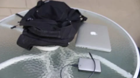 Laptop Computer, Hard Drive and Backpack Stock Footage 50696470