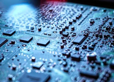 Laptop computer hardware, Inside a laptop computer showing circuits and Stock Photos