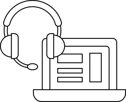 A laptop computer with a headset on top of it Stock Illustration