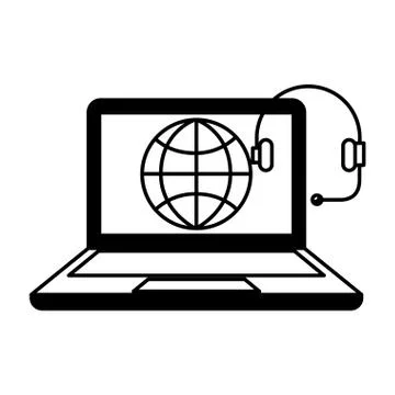 Laptop computer headset world isolated image Stock Illustration