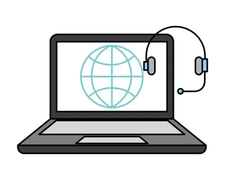 Laptop computer headset world isolated image Stock Illustration