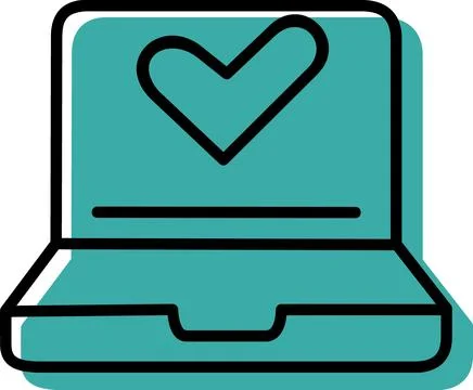 Laptop Computer With Heart On Screen Illustration Ilustração Stock
