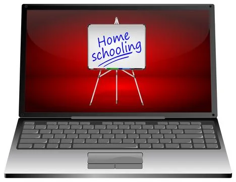 Laptop Computer with Home schooling - 3D illustration Illustrazione stock