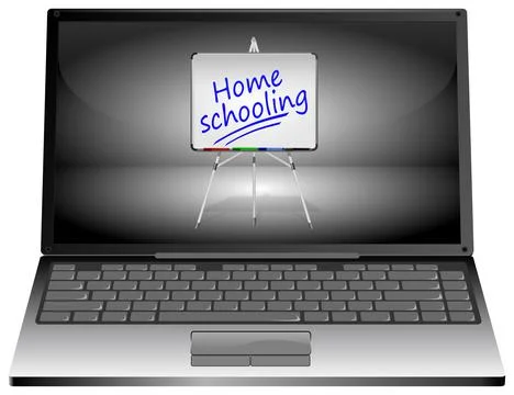 Laptop Computer with Home schooling - 3D illustration Illustrazione stock