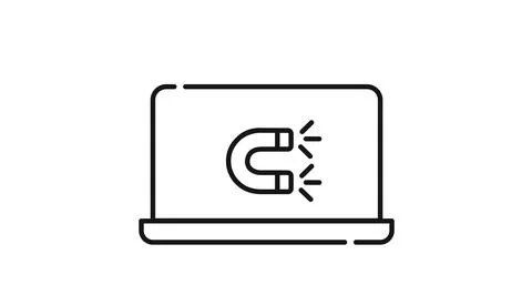 Laptop computer with horseshoe magnet attraction Illustration