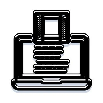 Laptop computer icon abstract line art design Illustrazione stock