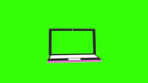  Laptop computer icon animation on green screen, white notebook overlay for onli Stock Footage 341603619