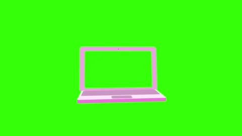 Laptop computer icon animation on green screen, white notebook overlay for onlin Video stock 341603663