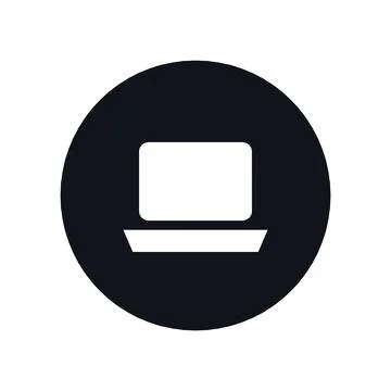 Laptop Computer Icon Black Circle Button Business Finance Symbol Vector Stock Illustration