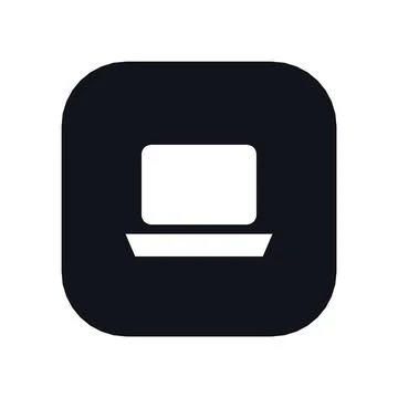 Laptop Computer Icon Black Rounded Square Button Business Finance Symbol Vector Stock-Illustration