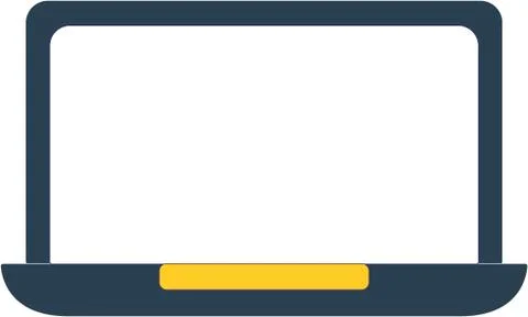 Laptop computer icon with blank white screen on white color background. Vector Stock Illustration