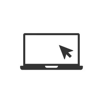 Laptop computer icon in flat style. Cursor on notebook vector illustration on Illustrazione stock