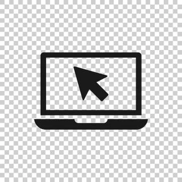 Laptop computer icon in flat style. Cursor on notebook vector illustration on Illustrazione stock