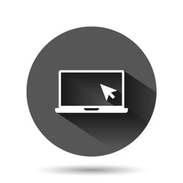 Laptop computer icon in flat style. Cursor on notebook vector illustration on Illustrazione stock