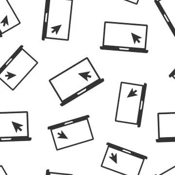 Laptop computer icon in flat style. Cursor on notebook vector illustration on Stock Illustration