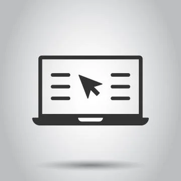 Laptop computer icon in flat style. Cursor on notebook vector illustration on Illustrazione stock