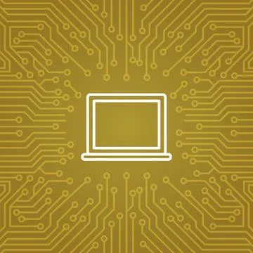 Laptop Computer Icon Over Computer Chip Moterboard Background Banner イラスト素材