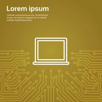 Laptop Computer Icon Over Computer Chip Moterboard Background Banner イラスト素材