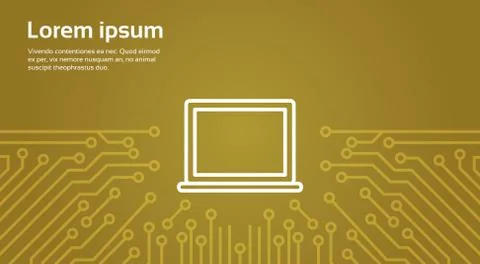 Laptop Computer Icon Over Computer Chip Moterboard Background Banner イラスト素材