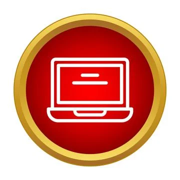 Laptop computer icon in red circle button Illustrazione stock