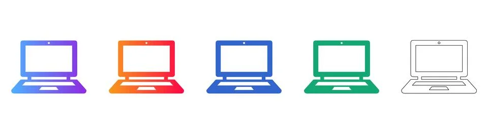 Laptop Computer Icon Set with Modern Gradient Styles イラスト素材