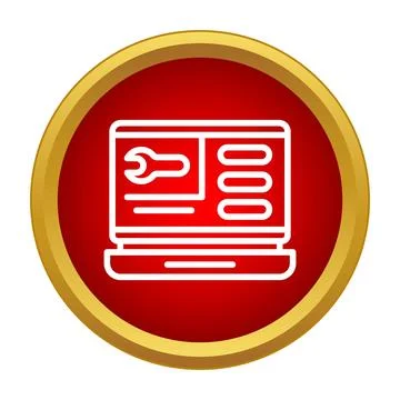 Laptop computer icon showing maintenance and repair service Illustrazione stock