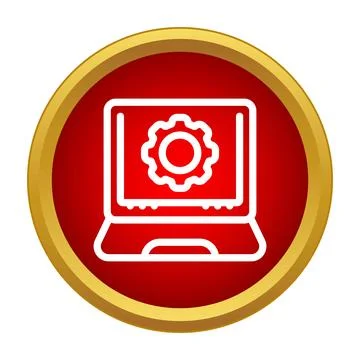 Laptop computer icon showing settings and technical support Illustrazione stock