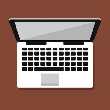 Laptop computer icon top view isolated on brown background, Vector illustration Stock-Illustration