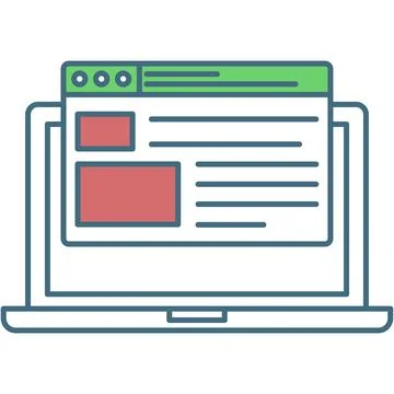 Laptop computer icon with vector website on screen Stockillustratie