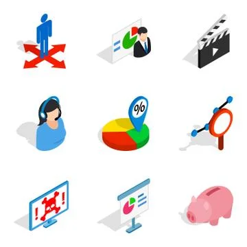 Laptop computer icons set, isometric style Stock Illustration