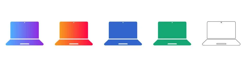 Laptop Computer Icons for Tech and Remote Work Illustrazione stock