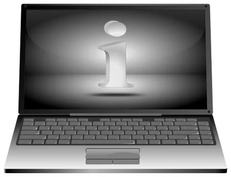 Laptop computer with Information Symbol - 3D illustration Stock Illustration