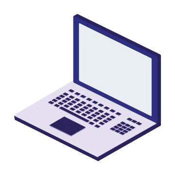 Laptop computer isolated icon Stock Illustration
