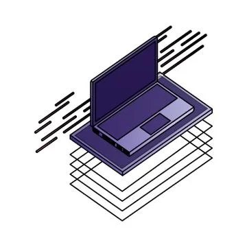 Laptop computer isometric device digital technology 스톡 일러스트
