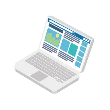 Laptop computer isometric 스톡 일러스트