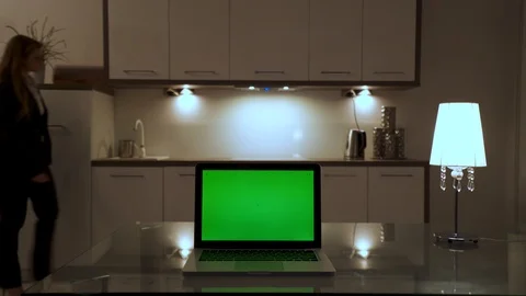 Laptop Computer in the Kitchen Stock Footage 85866505