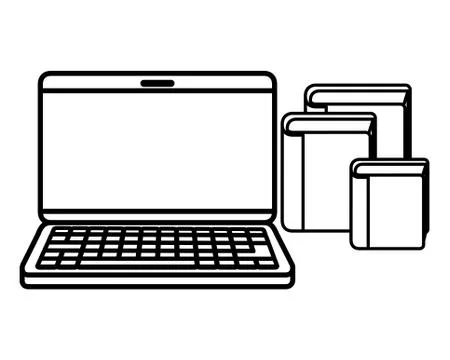 Laptop computer with library books icon イラスト素材