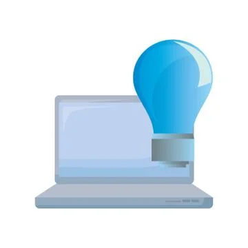 Laptop computer light bulb idea 스톡 일러스트