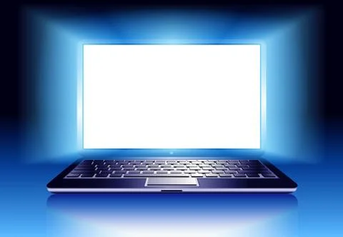 Laptop Computer with light Stock Illustration