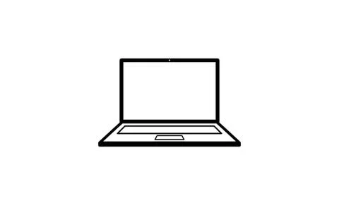 Laptop computer line flat icon on white background Illustrazione stock