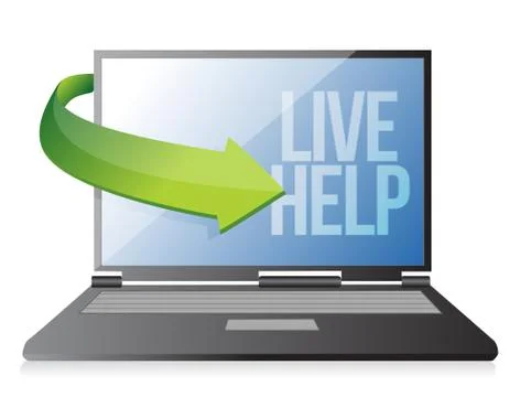Laptop computer live help illustration design over white 스톡 일러스트