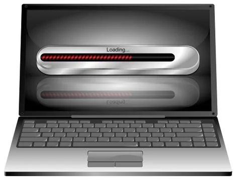 Laptop computer with Loading bar - 3D illustration Illustrazione stock