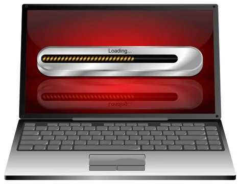 Laptop computer with Loading bar - 3D illustration Illustrazione stock