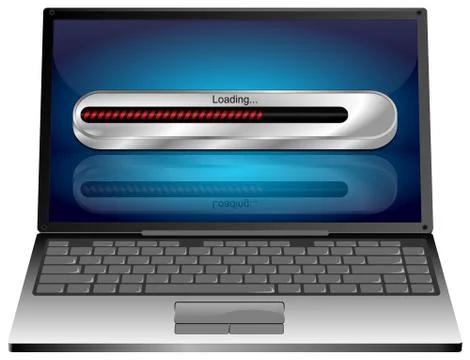 Laptop computer with Loading bar - 3D illustration Illustrazione stock